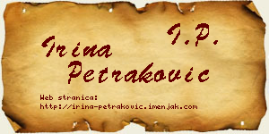 Irina Petraković vizit kartica
